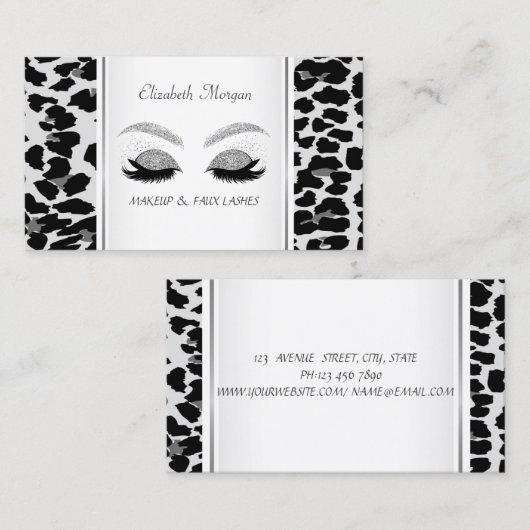 Carte De Visite Élégant, Empreinte de léopard, Lashes de Parties s (Devant / Derrière)