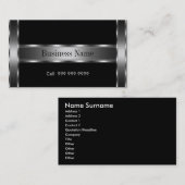 Carte de visite élégant en argent noir (Devant / Derrière)