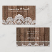 Carte de visite élégant en bois et dentelle (Devant / Derrière)
