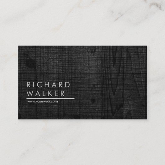 Carte De Visite Élégant en bois noir minimal moderne professionnel (Devant)