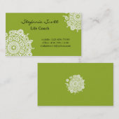 Carte de visite élégant en vert et blanc de chaux (Devant / Derrière)
