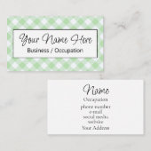 Carte De Visite Élégant en vichy blanc vert (Devant / Derrière)
