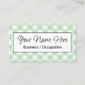 Carte De Visite Élégant en vichy blanc vert (Devant)