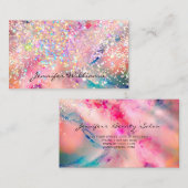 Carte De Visite Élégant Encre d'alcool Parties scintillant hologra (Devant / Derrière)