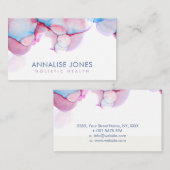 Carte De Visite Élégant encre d'alcool pastel bleu et rose (Devant / Derrière)
