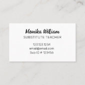 Carte De Visite Élégant enseignant de substitut floral (Dos)
