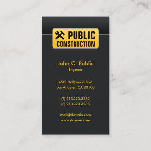Carte De Visite Élégant Entreprise Noir Construction Maison Constr