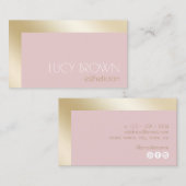 Carte De Visite Élégant esthéticien moderne doré et rose (Devant / Derrière)