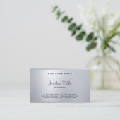 Carte De Visite Élégant et élégant Argent moderne Script Cool Plai (Debout devant)