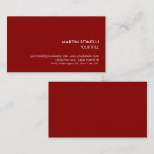 Carte de visite élégant et élégant rouge foncé (Devant / Derrière)