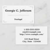 Carte de visite élégant et minimal de paralégal (Devant / Derrière)