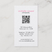 Carte de visite élégant et moderne de photographie (Dos)