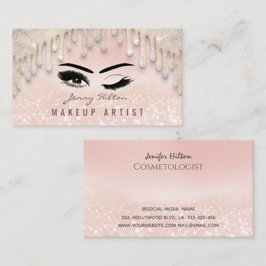 Carte De Visite Élégant étincelant éclat gouttes maquillage (Devant / Derrière)