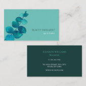 Carte De Visite Elégant Eucalyptus Feuille Vert Océan (Devant / Derrière)