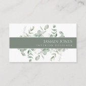 Carte De Visite Elegant Eucalyptus Greenery Interior Designer (Devant)