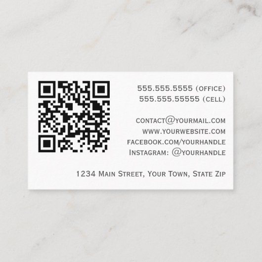 Carte De Visite Elégant Eucalyptus & Pine Sage & Gold QR Code (Dos)