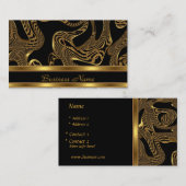 Carte de visite Elegant Exotic Black Gold Abstrait (Devant / Derrière)