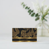 Carte de visite Elegant Exotic Black Gold Abstrait (Debout devant)