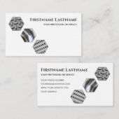 Carte De Visite Élégant expert en acier blanc minimal hexagonal (Devant / Derrière)