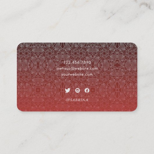 Carte De Visite Élégant Faux Argent Motif ornemental Script (Dos)