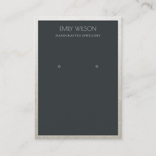 CARTE DE VISITE ÉLÉGANT FAUX ARGENT NOIR BORDER EARRÊT AFFICHAGE (Devant)