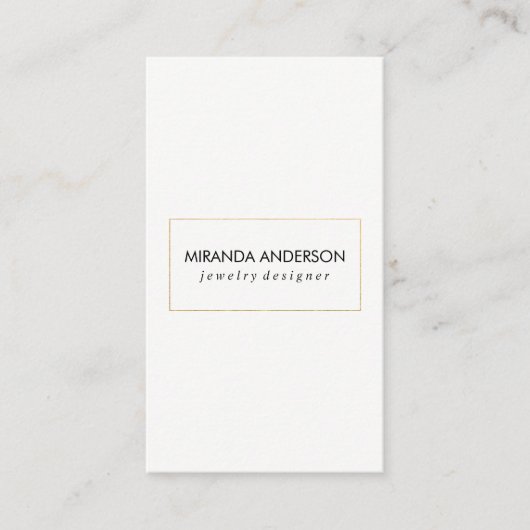 Carte De Visite Elégant Faux Bordure Dorée Noir Blanc (Devant)