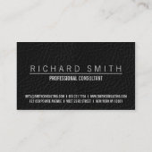 Carte De Visite Elégant faux chic cuir noir professionnel plaine (Dos)