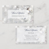 Carte De Visite Élégant FAUX Diamond Parties scintillant blanche (Devant / Derrière)