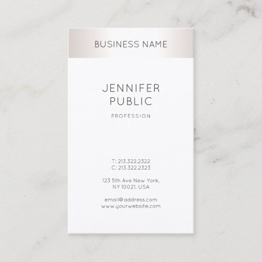 Carte De Visite Élégant Faux élégant Silver Moderne Professionnel (Devant)