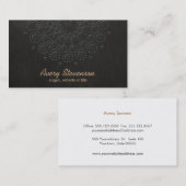 Carte De Visite Elégant Faux Embossé de lin noir look (Devant / Derrière)
