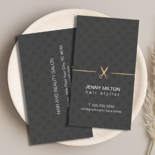 Carte De Visite Élégant Faux Gold Black Dotée de cheveux