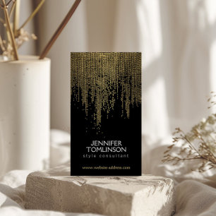 Carte De Visite Elégant Faux Gold Confetti Dots Motif Noir