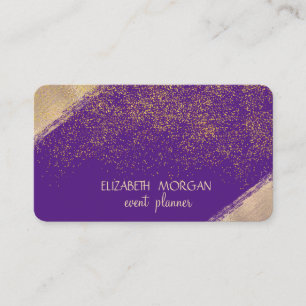 Carte De Visite Elégant Faux Gold Confetti, Violet
