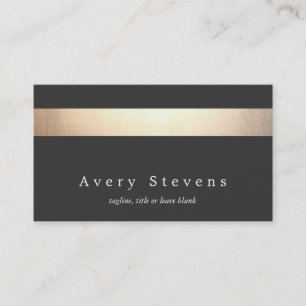Carte De Visite Elégant Faux Gold et Black Striped