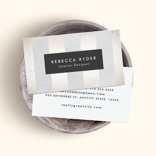 Carte De Visite Élégant Faux Gold et Linen Professional