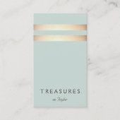 Carte De Visite Élégant Faux Gold Foil rayé bleu clair (Devant)