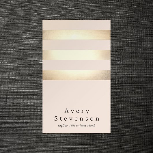 Carte De Visite Élégant Faux Gold Foil rayé moderne rose clair