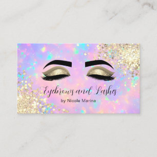 Carte De Visite Elégant Faux Gold Holographique Eyelash Eyebrow Sp