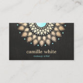 Carte De Visite Elégant Faux Gold Lotus Flower Black (Devant)