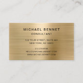Carte De Visite Élégant Faux Gold Metallic Black Marble Consultant (Dos)