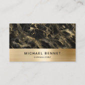 Carte De Visite Élégant Faux Gold Metallic Black Marble Consultant (Devant)