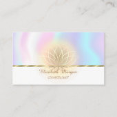 Carte De Visite Elégant Faux Gold Stripe, Lotus, Holographique (Devant)
