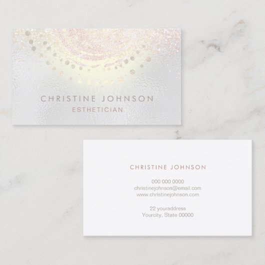 Carte De Visite élégant faux iridescente gris soin (Devant / Derrière)