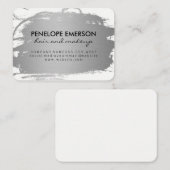 Carte De Visite Elégant Faux métal argent brossé (Devant / Derrière)