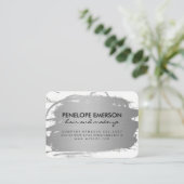 Carte De Visite Elégant Faux métal argent brossé (Debout devant)