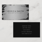 Carte De Visite Elégant Faux métal argent et noir (Devant / Derrière)