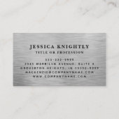 Carte De Visite Élégant Faux métal Argent Script Monogramme (Dos)