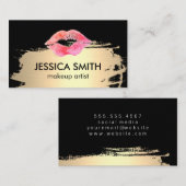 Carte De Visite Elégant Faux métal or avec baiser (Devant / Derrière)