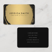 Carte De Visite Elégant Faux métal or brossé avec noir (Devant / Derrière)