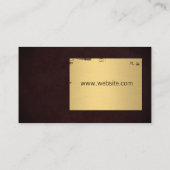 Carte De Visite Elégant Faux métal or brossé / Rouge profond (Dos)